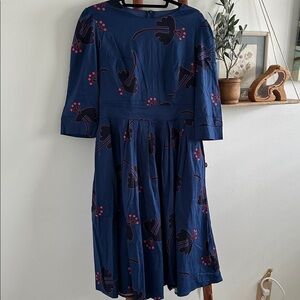 NWT Cotton Vintage Inspired Midi Pleated Dress with pockets